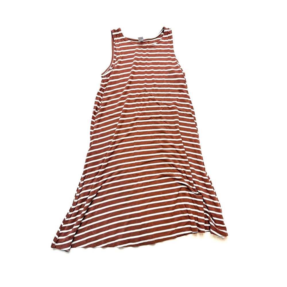 OLD NAVY Womens Small Brown White Stripe Stretch A Line Sleeveless Tank Dress
